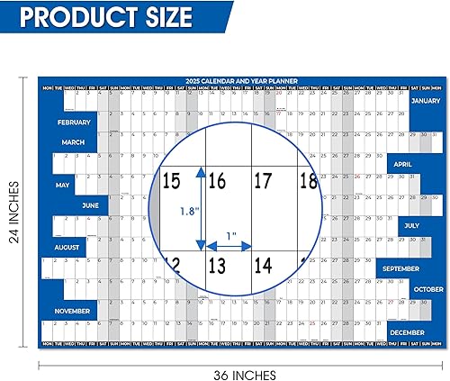 Miniatura 2 de Calendario de pared 2024 grande, planificador de pared anual anual mensual de 12 meses, tamaño 24 x 36 pulgadas