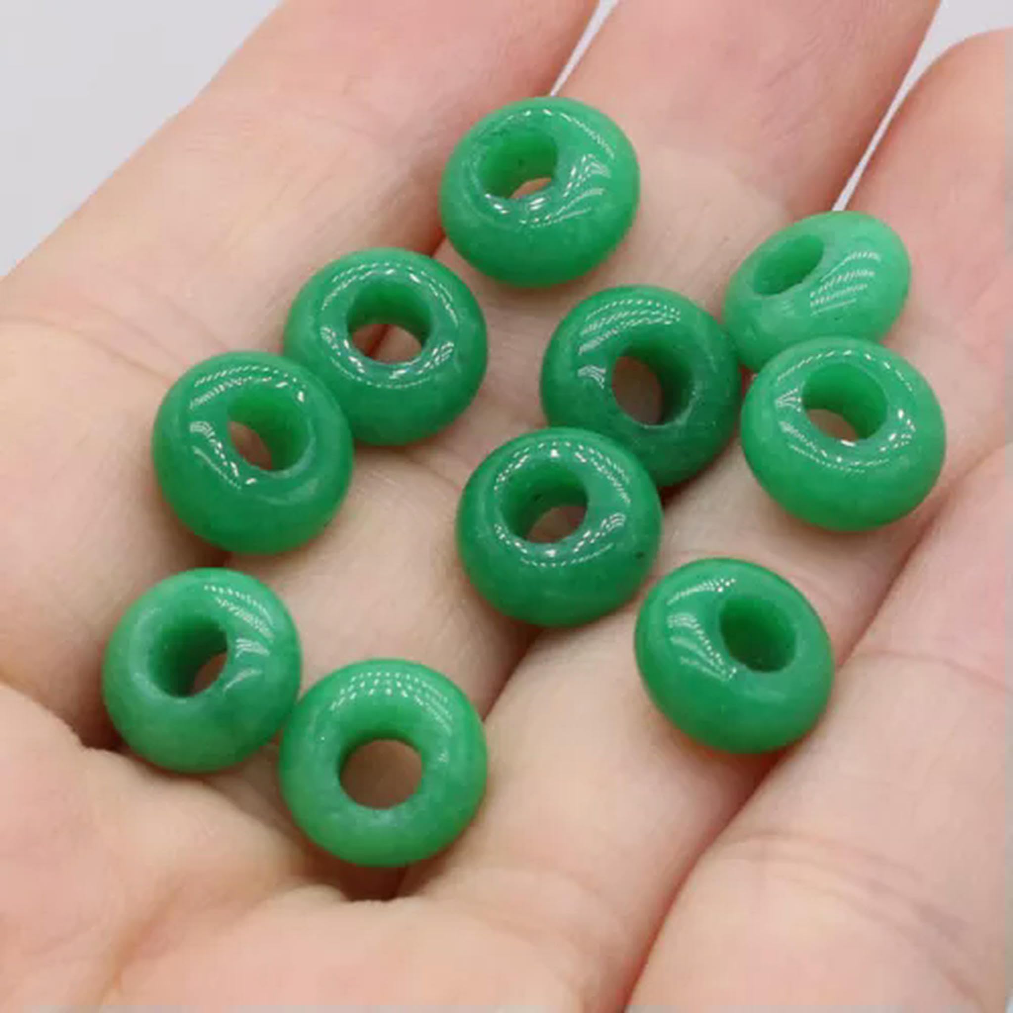 Großhandel 100 Stück natürliche malaysische Jade Steinperlen Abacus Big Hole Perlen 5x10mm