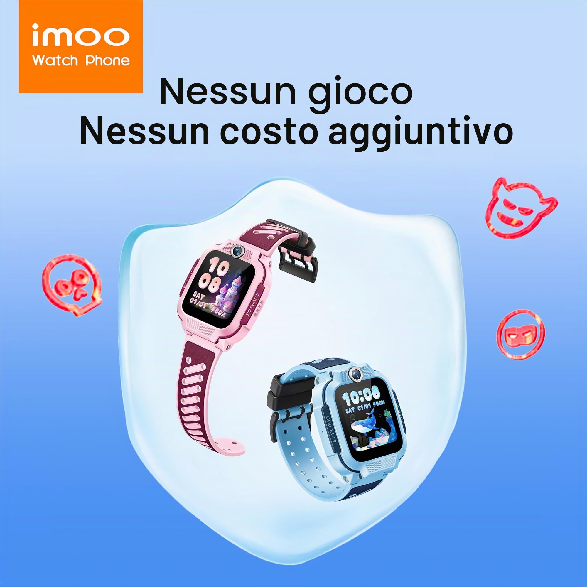 imoo Z3 Smartwatch per Bambini, Videochiamate, GPS, SIM, SOS, IPX8 | Videochiamate HD, VoLTE, Chat, Localizzazione GPS, Supporto SIM, SOS Emergenza, Impermeabile IPX8, Fotocamera, Modo Scuola