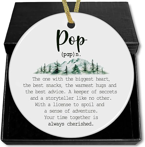 Adornos de cerámica de Navidad para el Día del Padre, regalos para abuelo pop de nietos, nieto, nieta, mejor abuelo árbol de Navidad, adornos