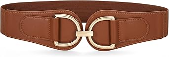SANSTHS Vintage Women Stretchy Wide Belt Chunky Buckle Elastic Wide Waist Belts for Dresses Coats