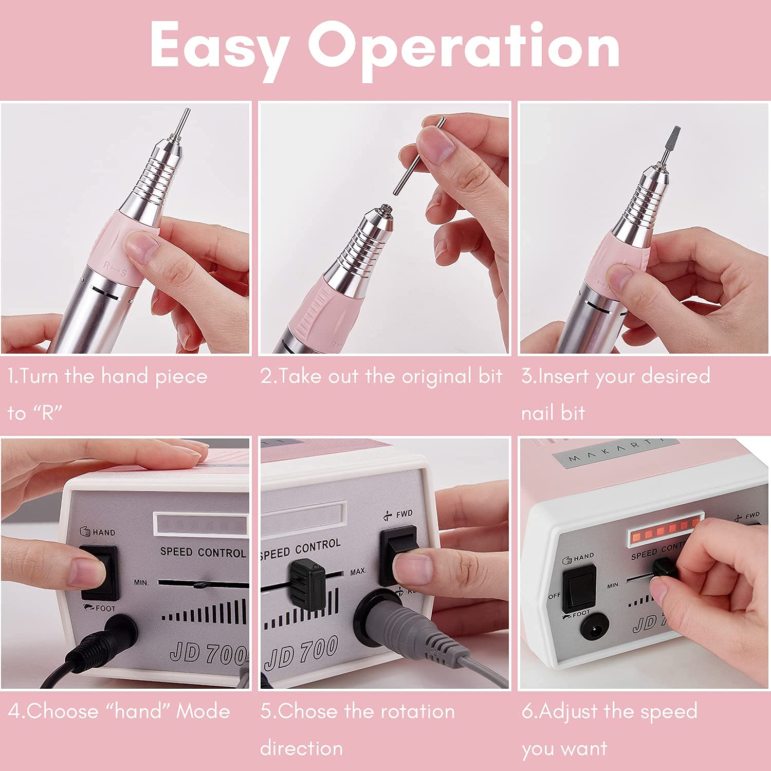 Makartt Nail Drill Electric Nail File Machine with Rechargeable Nail Dust Collector Bundle, Professional Manicure Drill for Acrylic Nails Remove, Electric Nail Vacuum Dust Suction Extractor Fan