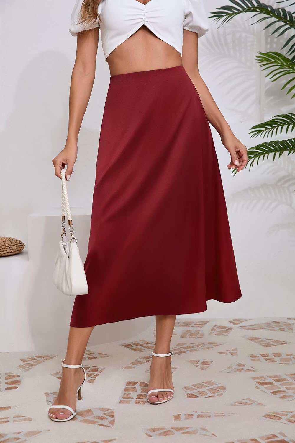 Women's Satin Skirts Dressy Casual 2025 Fall High Waisted Cocktail Silk Glossy Wedding Flowy Elegant A Line Long Skirt - Image 7