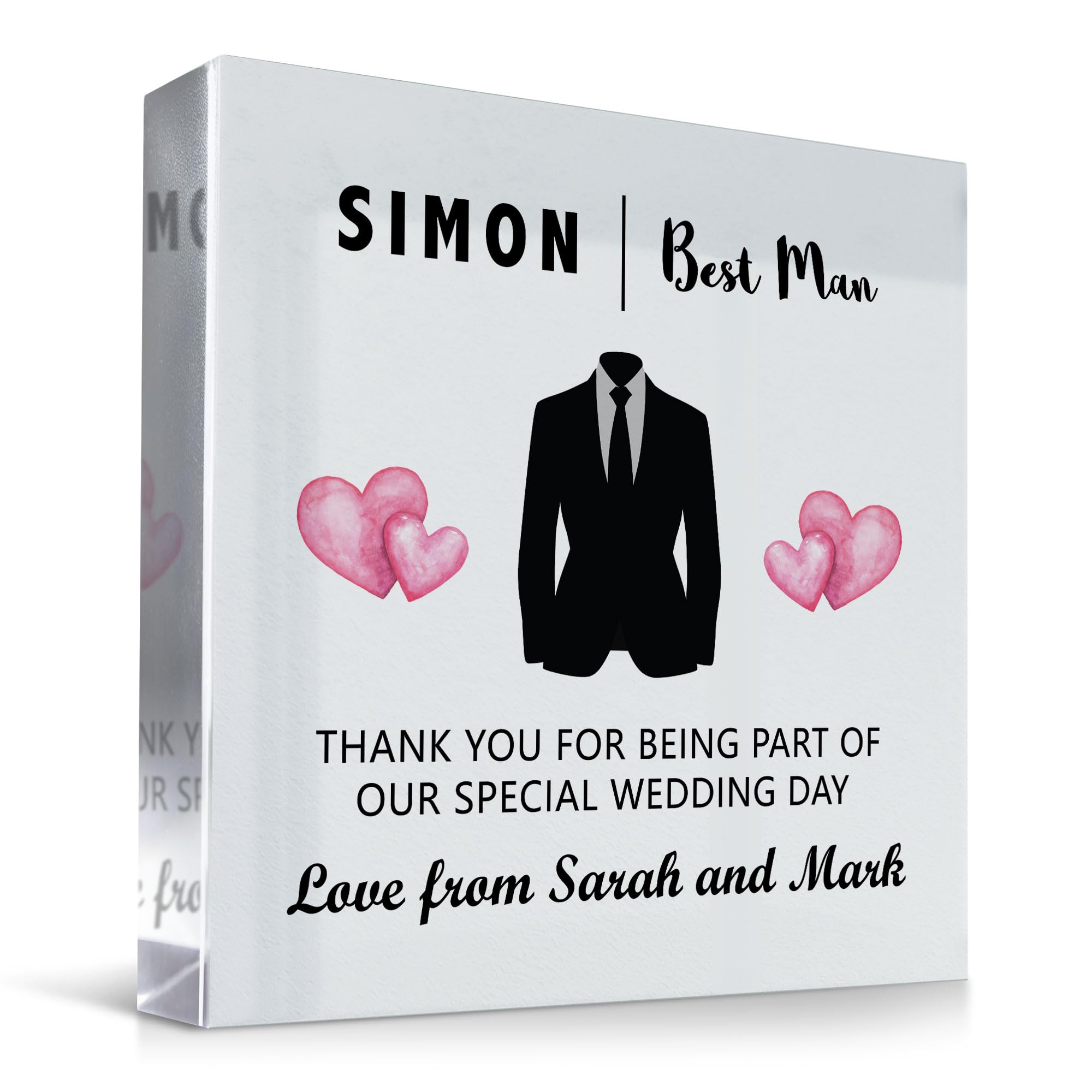 Red Ocean Best Man Thank You Gifts Personalised Acrylic Block Usher Groomsman Gift From Bride and Groom Wedding Day Gift For Men Best Friend Gift Best Man Gifts Keepsake