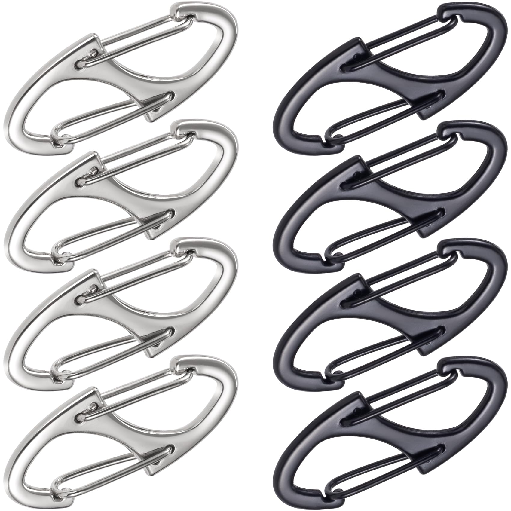 Alpinleux 8 Pcs Zipper Clips Anti Theft Deterrent, Dual Opening Zippers Pull Replacement, Zipper Locks for Backpacks, Camping, Suitcases (Silver+Black