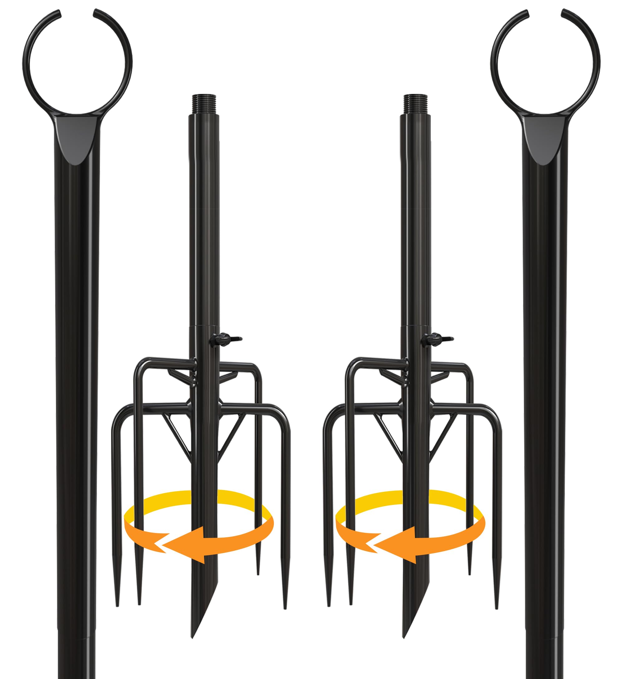 Utopia Home Confezione da 2 pali luminosi da 2,4 m, per esterni, con montaggio 2 in 1, con clip e forcella, per giardino, cortile, patio, terrazza, matrimoni, feste, colore nero