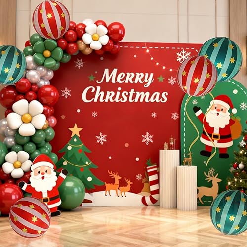 Miniatura 4 de Globos de carnaval, globos de aluminio rojos y verdes, 22Luch para decoraciones de fiestas temáticas de Navidad, decoración de fiesta retro, paquete