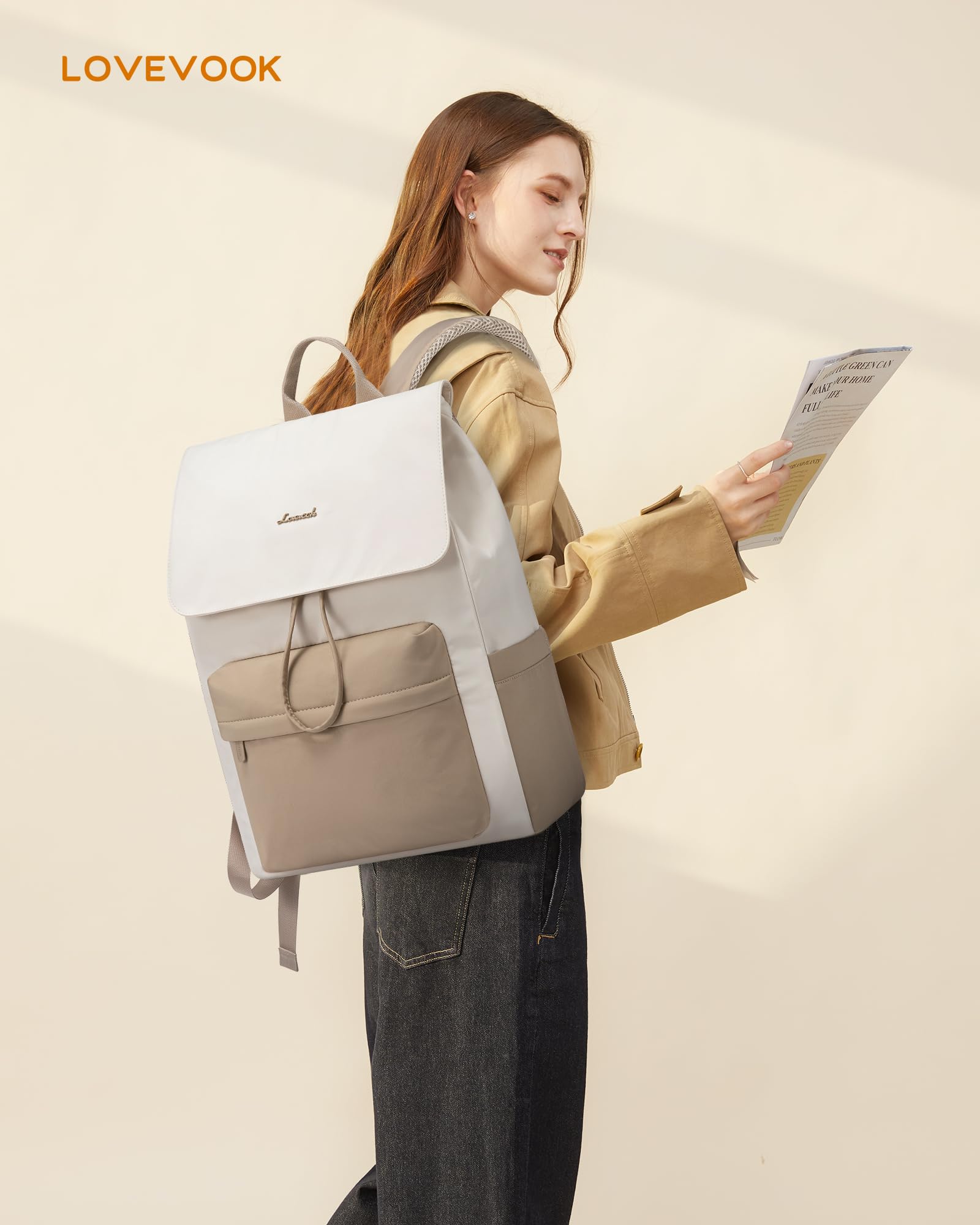 LOVEVOOK Rucksack Damen,17.3 Zoll Laptop Schulrucksack Teenager Wasserdicht Mädchen Leichter Schultasche Backpack mit Laptopfach Women Tagesrucksäcke Casual Daypacks für Uni Schule Reise Arbeit