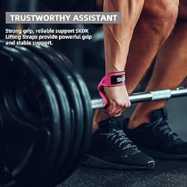 SKDK Cotton Hard Pull Wrist Lifting Straps Grips Band-Deadlift Straps with Neoprene Cushioned Wrist Padded and Anti-Skid Silicone - for Weightlifting, Bodybuilding, Xfit, Strength Training