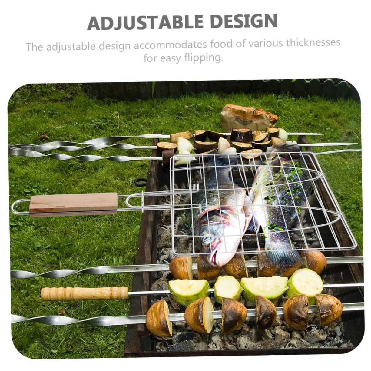 Toddmomy 2pezzi Cestini Per Grigliate in Inossidabile Retine Per Barbecue Da Utensili Per Grigliare Con Manico Ergonomico Per Proteggere La Mano Per Barbecue All e Cottura Di Bistecche e