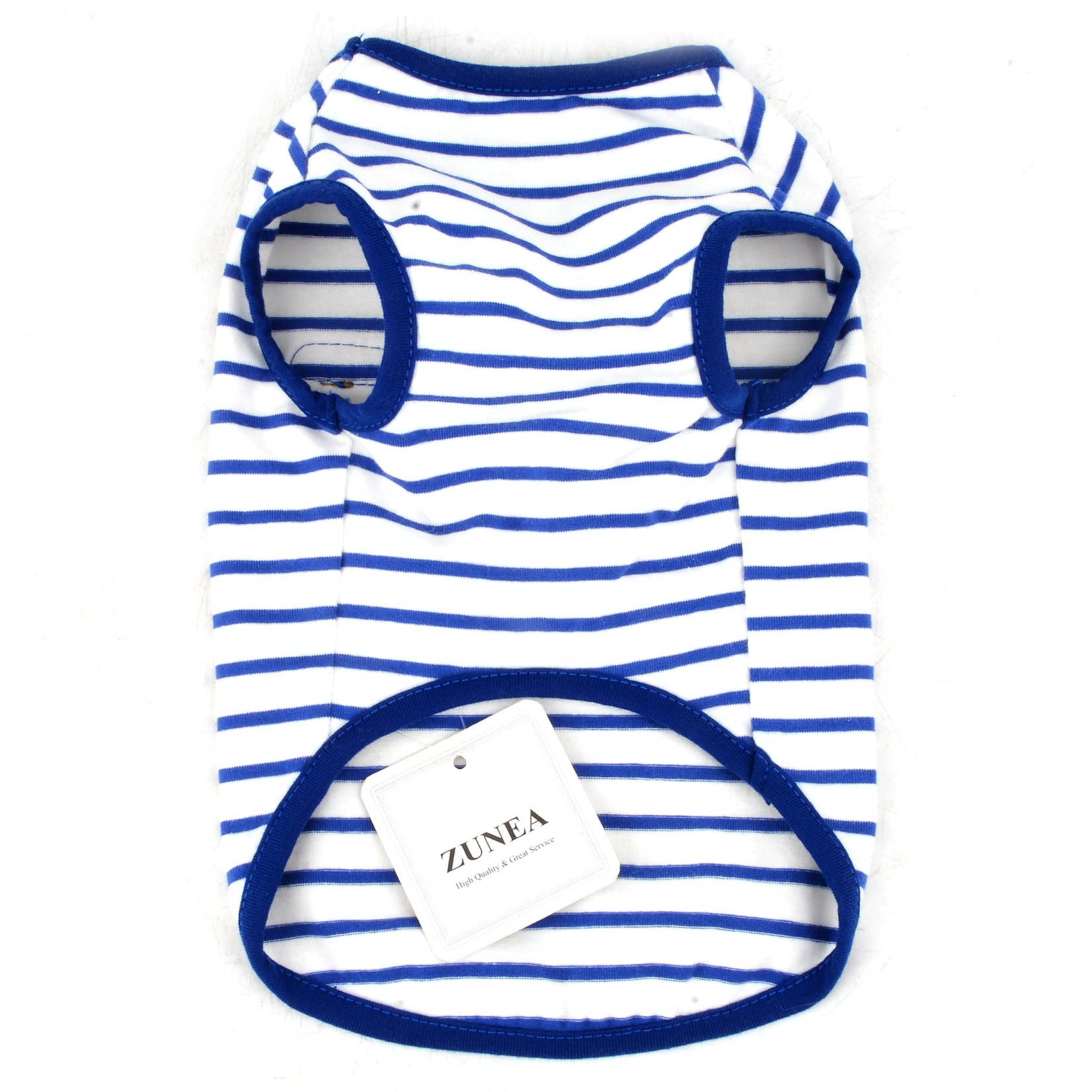 Zunea Dog Shirts for Small Dogs Summer Puppy Pet Clothes T-Shirts Soft Cotton Vest Striped Breathable Sleeveless Tank Top Pet Cats Chihuahua Basic Tee Shirt Apparel for Dogs Girls Boys Blue XXL - Image 4
