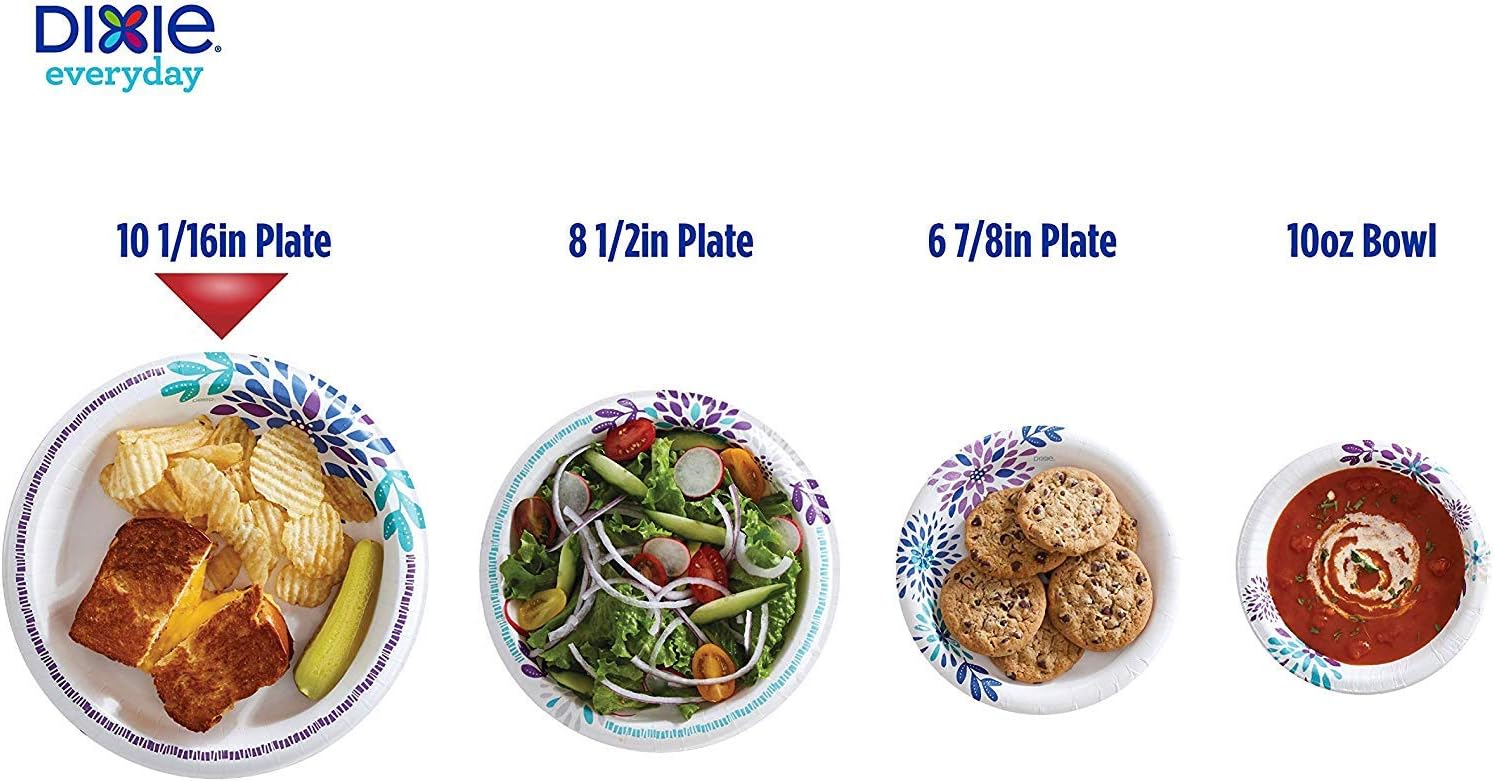 Dixie Large Paper Plates, 10 Inch, 220 Count, 2X Stronger*, Microwave-Safe, Soak-Proof, Cut Resistant, Disposable Plates For Everyday Breakfast, Lunch, & Dinner Meals