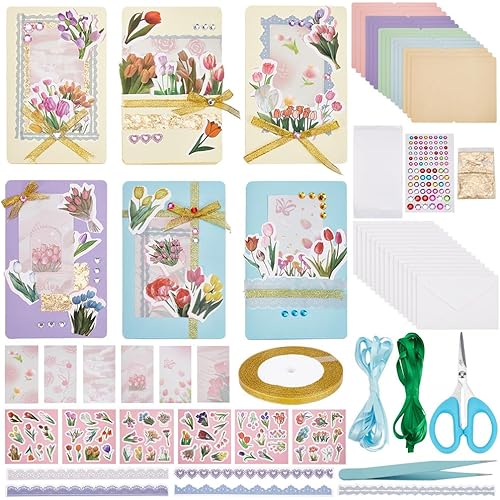 WEBEEDY 15 Sets Card Making Kits DIY Greeting Card Kit with 15 Envelopes,Handmade Flower DIY Thank You Cards Making Material Set for Mother's Day Birthday Wedding Thanksgiving Invitation