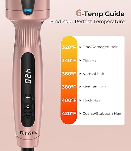 Miniatura 3 de Terviiix Cepillo térmico, 1.5 pulgadas de calentamiento rápido cepillo caliente Get Voluminous Style, Turmalina de cerámica iónico calentado rizador