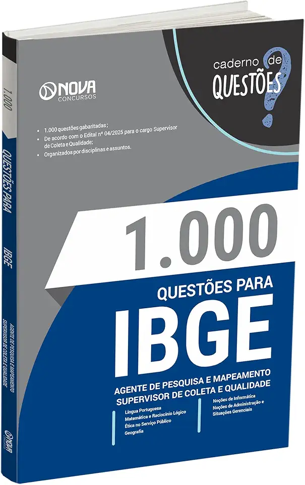 Livro 1000 Questões Gabaritadas para IBGE - Agente de Pesquisas e Mapeamento (APM) e Supervisor de Coleta e Qualidade (SCQ)