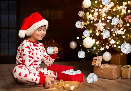 Miniatura 5 de The Dreidel Company Bola de discoteca de espejo con cuerda adjunta para colgar anillo, refleja la luz, recuerdo de fiesta, 2 pulgadas (paquete de 24)