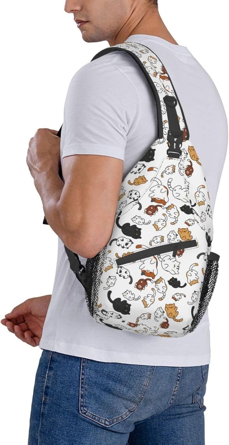 ASYG Funny Cute Cat Sling Backpack Cat Chest Bags Crossbody Animal Shoulder Bag for Men Women - Image 5