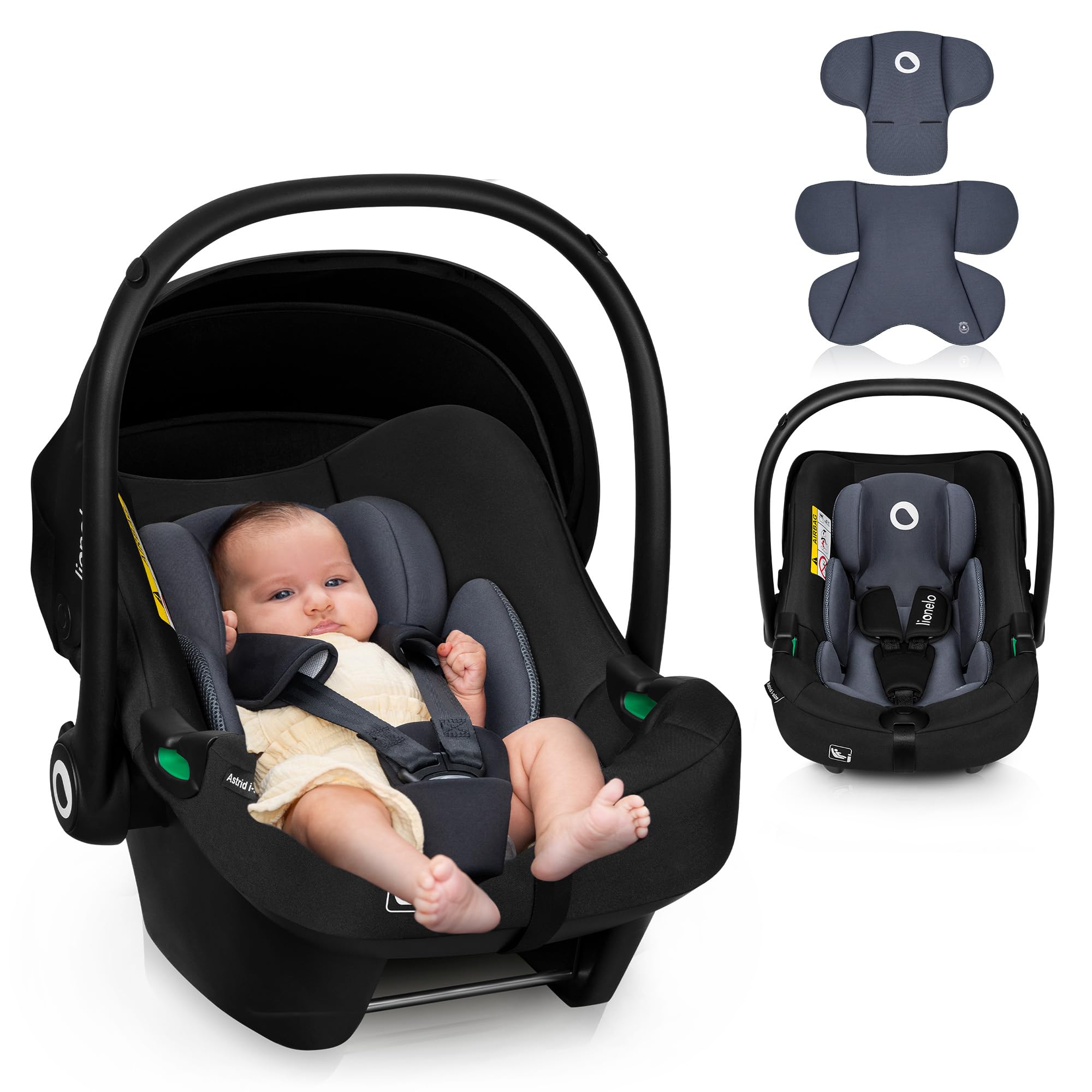 LIONELO ASTRID i-Size Seggiolino Auto Neonati 40-87cm Ovetto gr 0+ Montaggio rivolto all'indietro, Cintura di sicurezza a 3punti Protezione laterale Inserto Dri-Seat