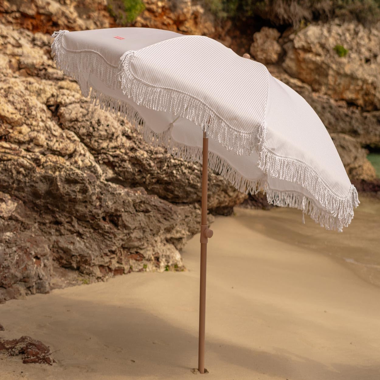 Flamingueo Sombrilla Playa, Piscina, Terraza Exterior, Protección UPF 50+, Altura y Orientación Regulable, Funda de Transporte, Poliéster, 210 x 180 cm