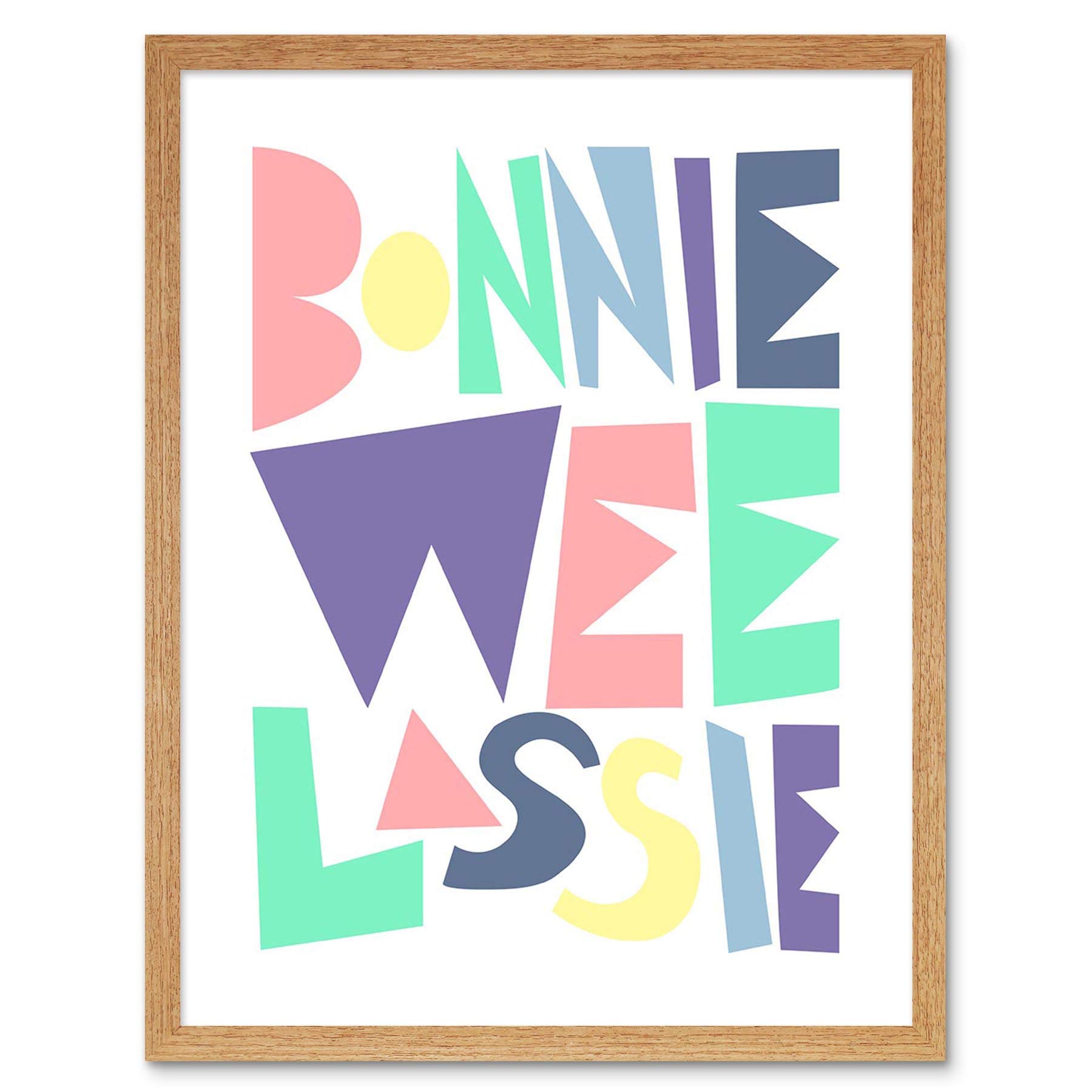 Bonnie Wee Lassie Baby Girl Scottish Colourful Art Print Framed Poster Wall Decor 12X16 Inch