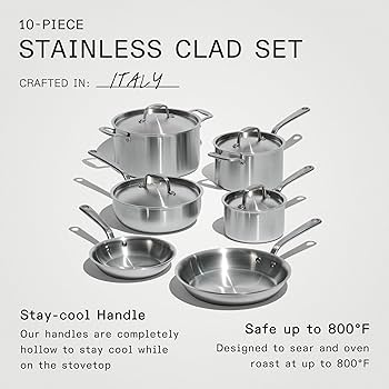 ステンレス鍋・フライパン10点セット Amazon.co.jp: 調理器具 - ステンレススチール鍋とフライパン10