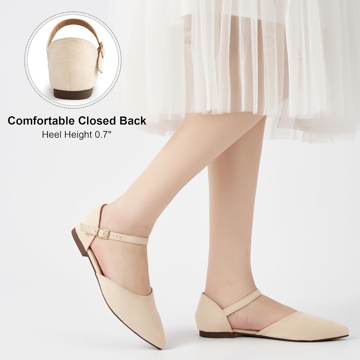 Womens Flats Dress 2026: Dressy Pointed Toe Ballet Shoes Ankle Strap Comfortable Casual Footwear for Work Wedding Dating - Image 6