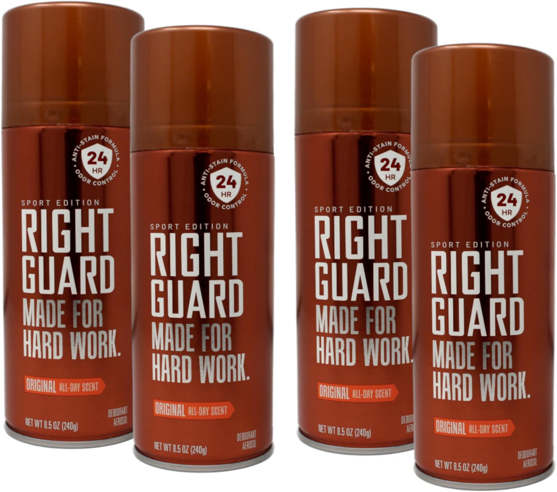 Deodorant Spray Original - Made For Hard Work - 8.5 oz, Pack of 4