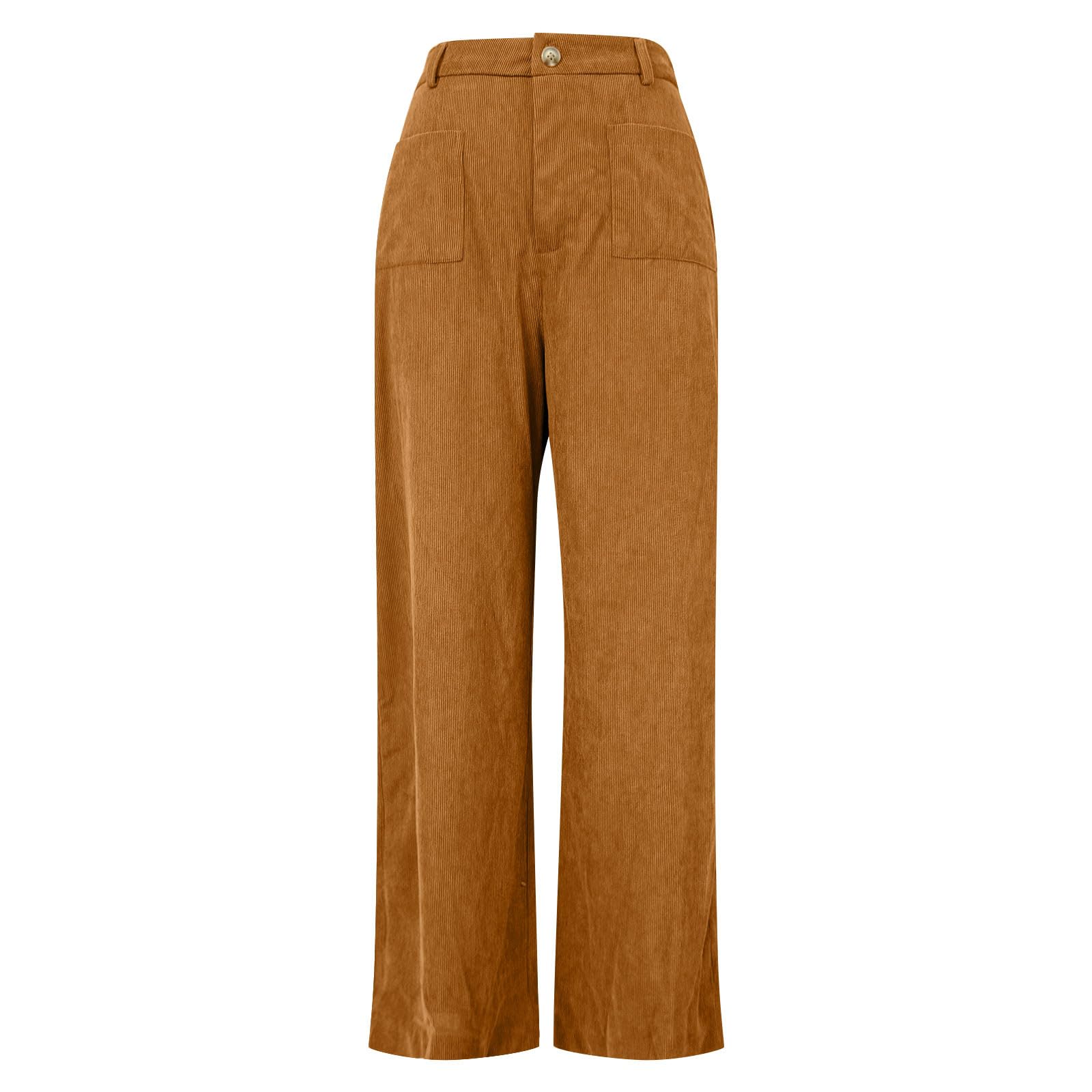Womens Corduroy Pants Casual Fall High Waisted Wide Leg Pants Loose Stretchy Business Work Trousers with Pockets