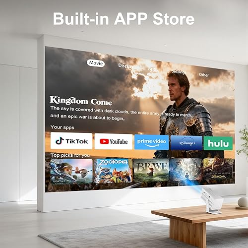 Miniatura 2 de Mini proyector, proyector portátil compatible con 4K, proyector de películas para exteriores Full HD 1080P con WiFi6 y Bluetooth, enfoque automático