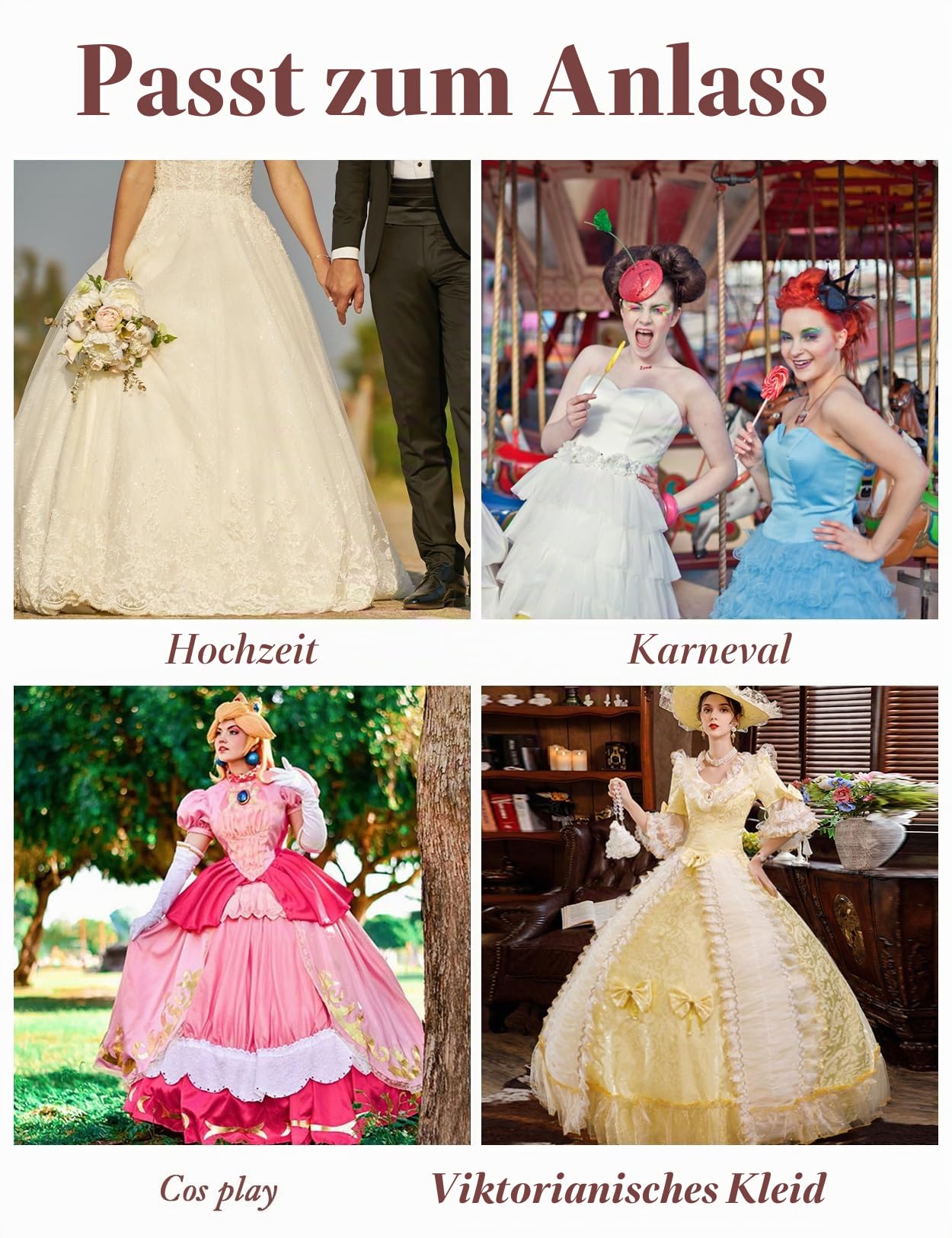 BEAUTELICATE Damen Reifrock Lange Petticoat Unterrock Ballkleid Brautkleid Prinzessin Crinoline 6 Reifen für Hochzeitskleid Brautkleid 9 Farben