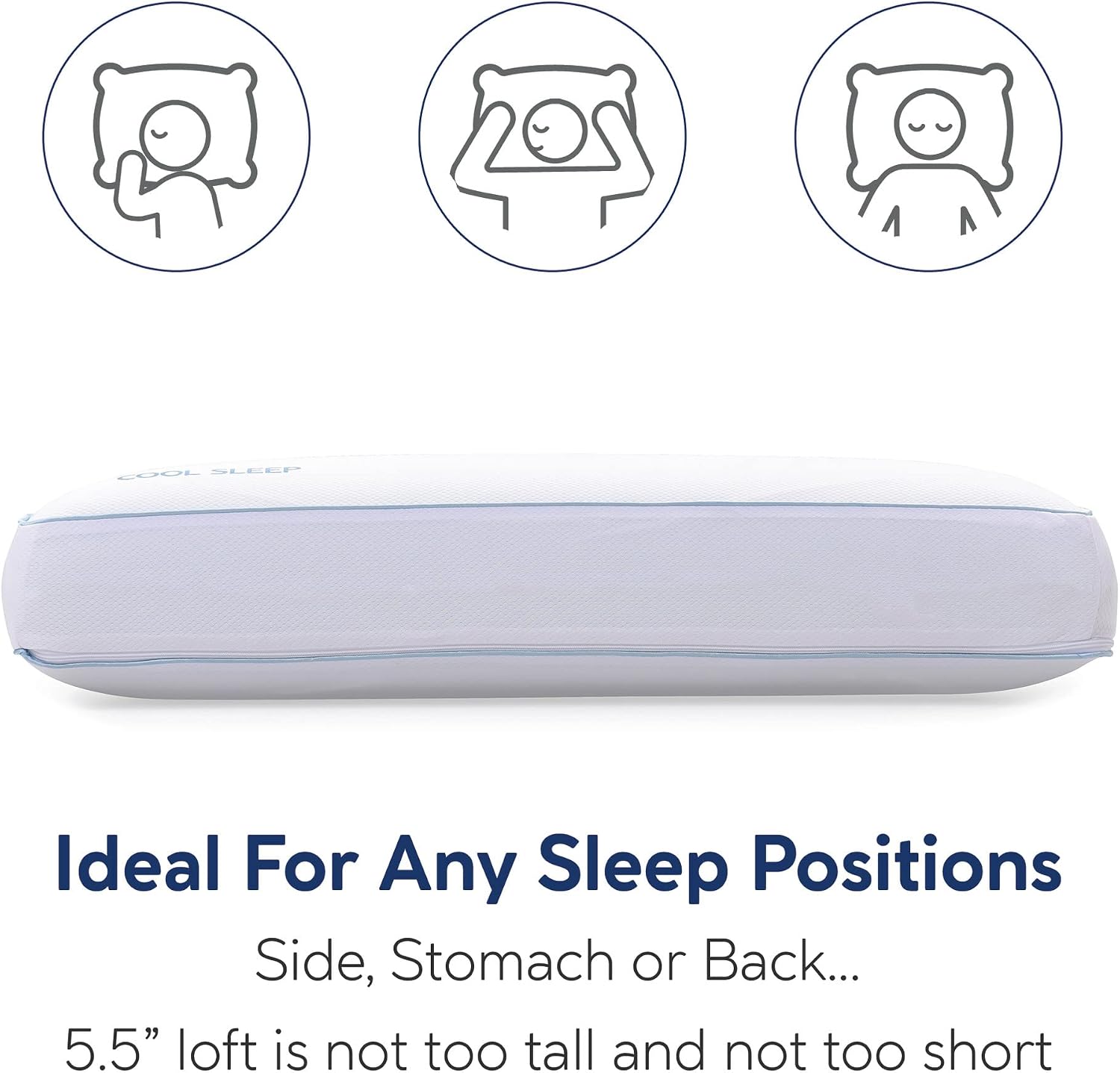 Classic Brands Cool Sleep Ventilated Gel Memory Foam Gusseted Pillow with Performance Cool Pass Cover, Queen