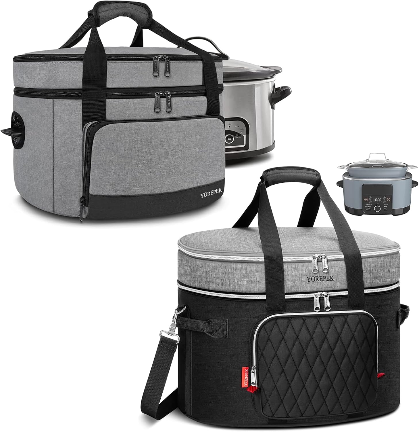 YOREPEK 2 Layer Slow Cooker Carrier for 6, 7, 8 Quart Crock-Pot & Ninja Crockpot 8.5 Quart Slow Cooker