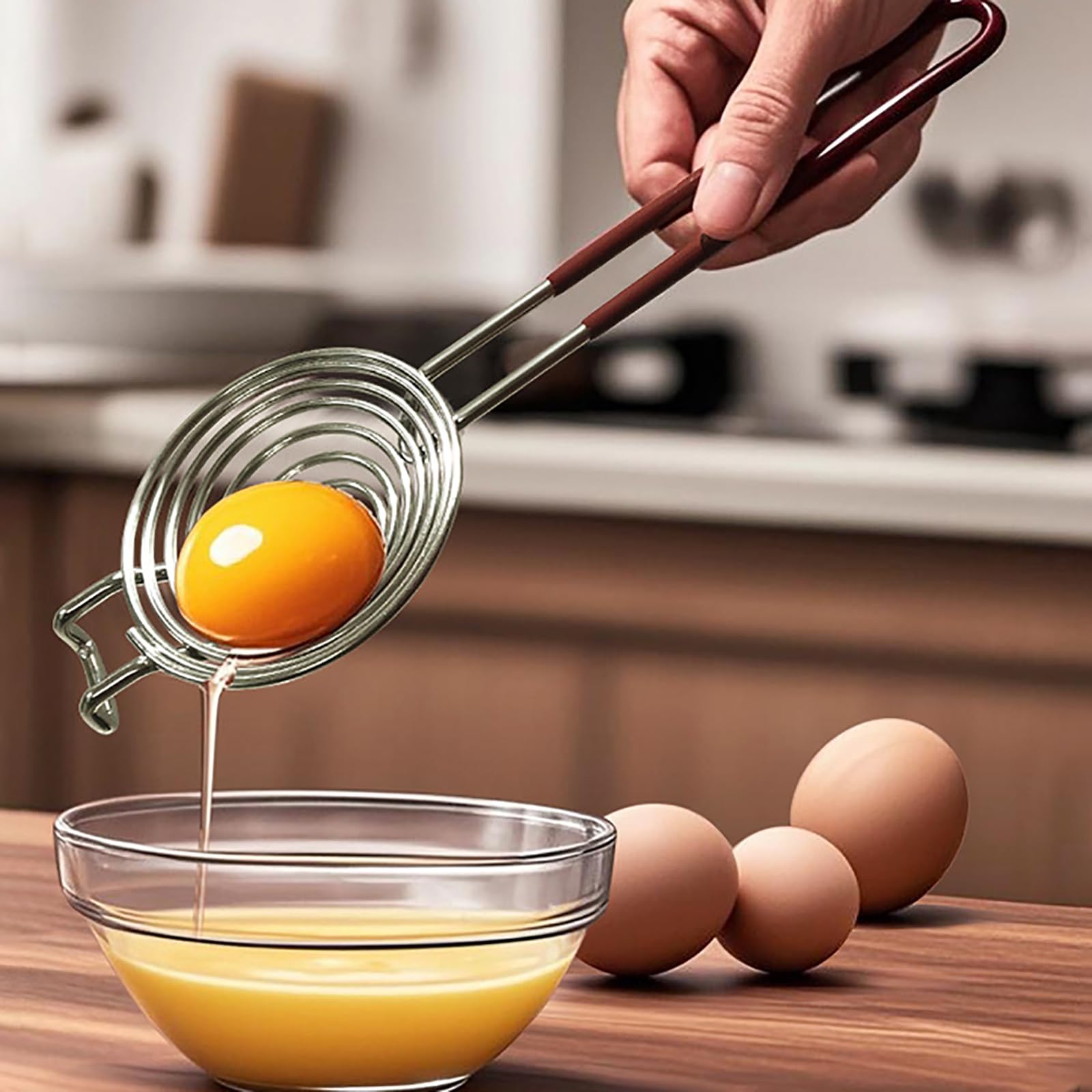 Separatore Per Uova In Acciaio Inox 304: Colino Con Manico Lungo Antiscivolo Per Separare Tuorlo E Albume, Strumento Da Cucina Professionale