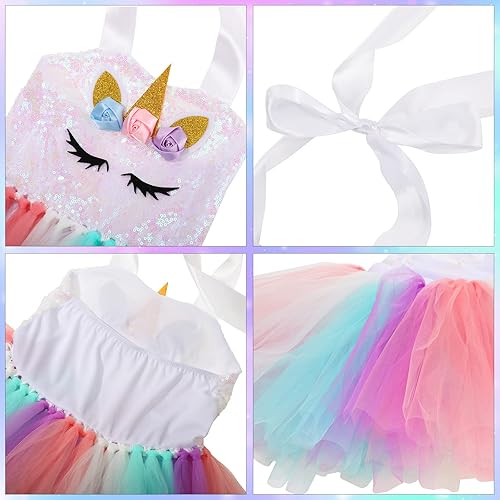 Miniatura 5 de Girls Unicorn Tutu Costumes Dress Light Up Unicorn LED Headband Princess Birthday Dress Up Clothes Girl Gift