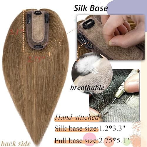 Miniatura 2 de S-noilite Topper Hiar - Parte superior de seda para mujer, 130% de densidad, hecha a mano, clip en la parte superior, parte media, cabello superior