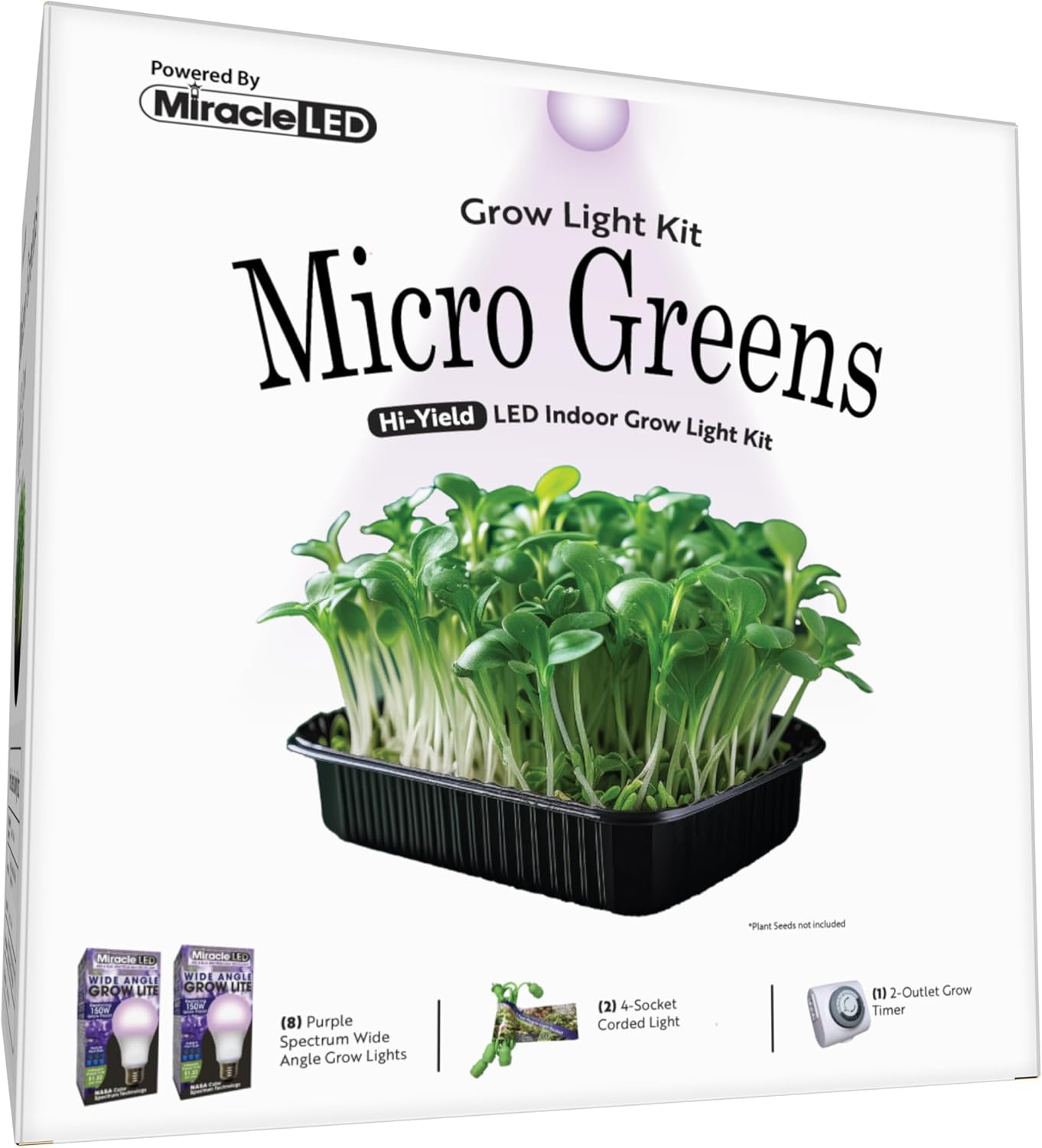 Miracle LED Micro Greens Starter Grow Kit (Wide Angle Purple Spectrum Edition 2-Pack)