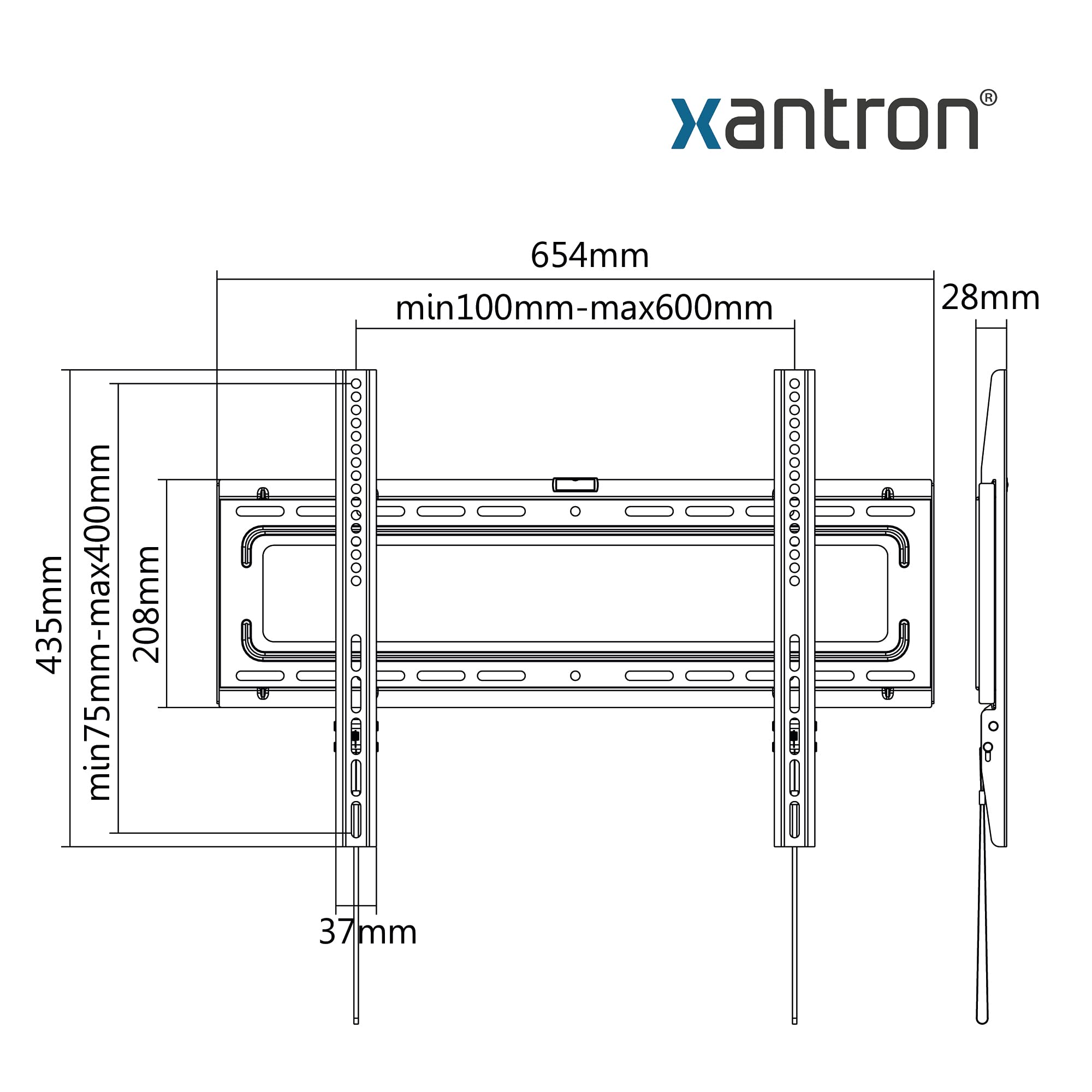 Xantron, supporto a parete per schermo da 37 a 70, completamente mobile, estensibile, orientabile, inclinabile, girevole, ultra sottile, codice articolo PRO-FM600D