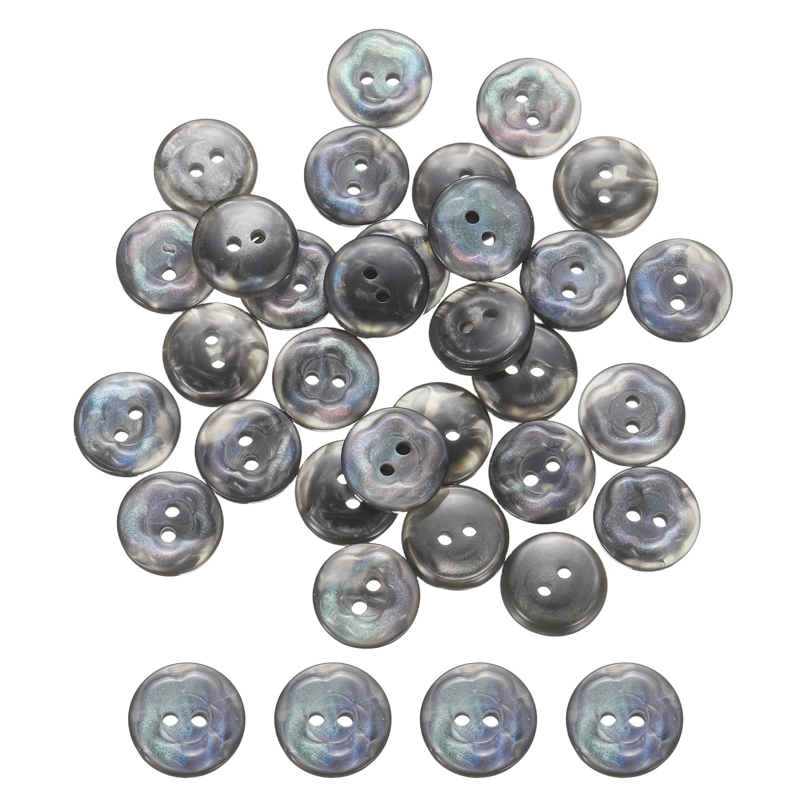 sourcing map 30Pcs Resin Buttons, 7/16" (11.5mm) 2 Holes Sewing Craft Elegant Shirt Buttons for Sewing Blouse Coat Windbreaker Hat Doll Decoration DIY Crafts (Round, Black)