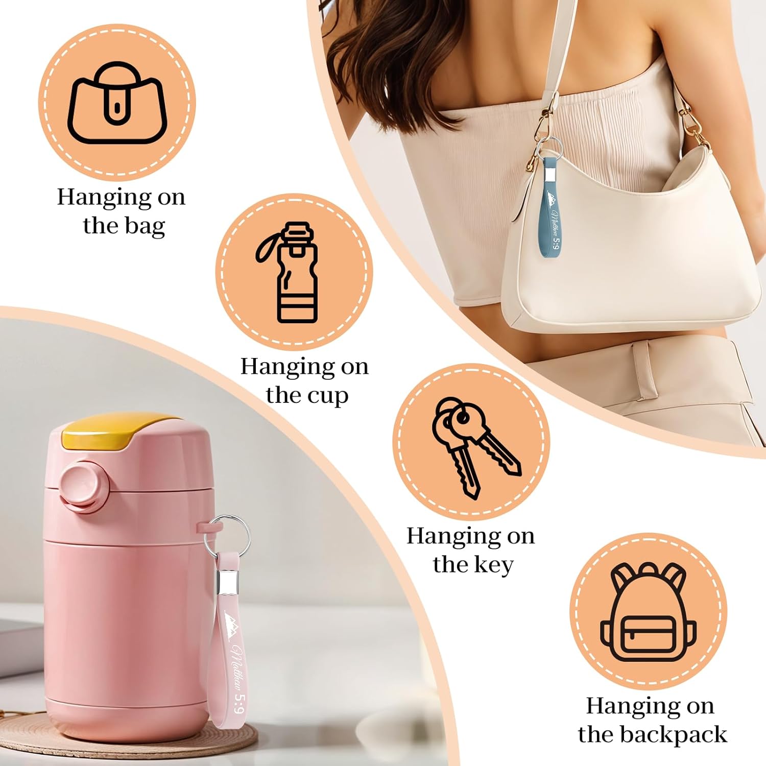 8Pcs Christian Religious Keychains for Women Faith Bible Verse Keychains Bulk Inspirational Key Chains Bulk for Mom Women Religious Faith Spiritual Silicone Keychain Encouragement Silicone Key Chain - Image 4