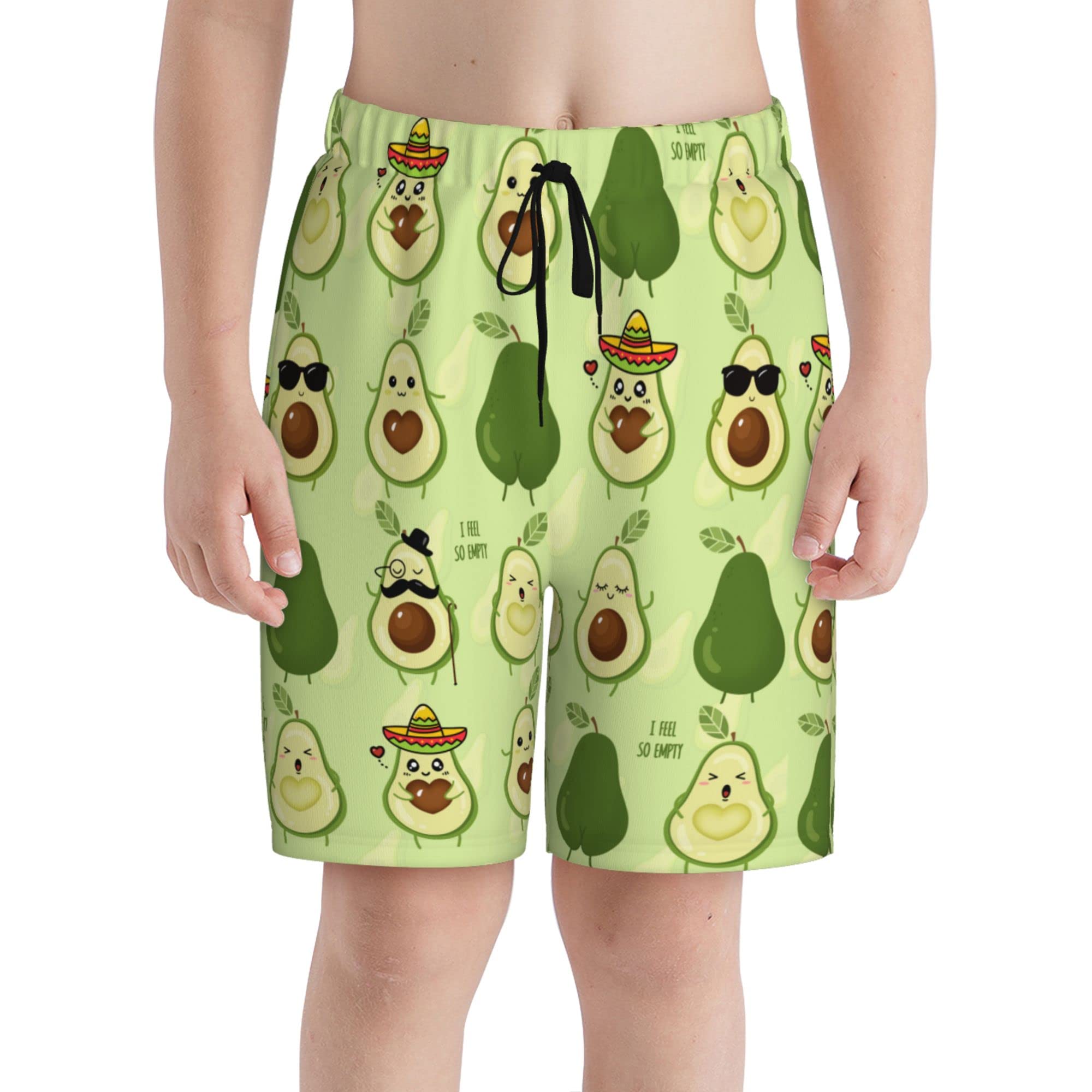 Midaivu Cute Cvocado Boys Swim Trunks with Compression Liner Quick Dry Swim Shorts Teen Beach Trunks XL