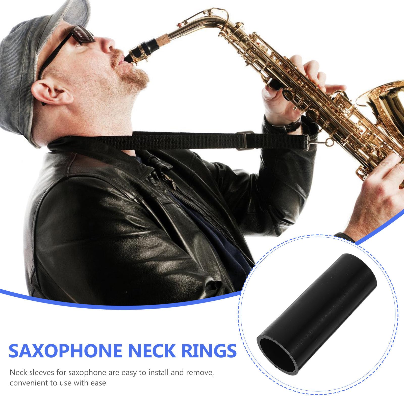 ULTECHNOVO Anneaux en Silicone Noir Accessoires Essentiels Lot de 4 pour Saxophone Alto Améliorant la Stabilité des Parties de Saxophone