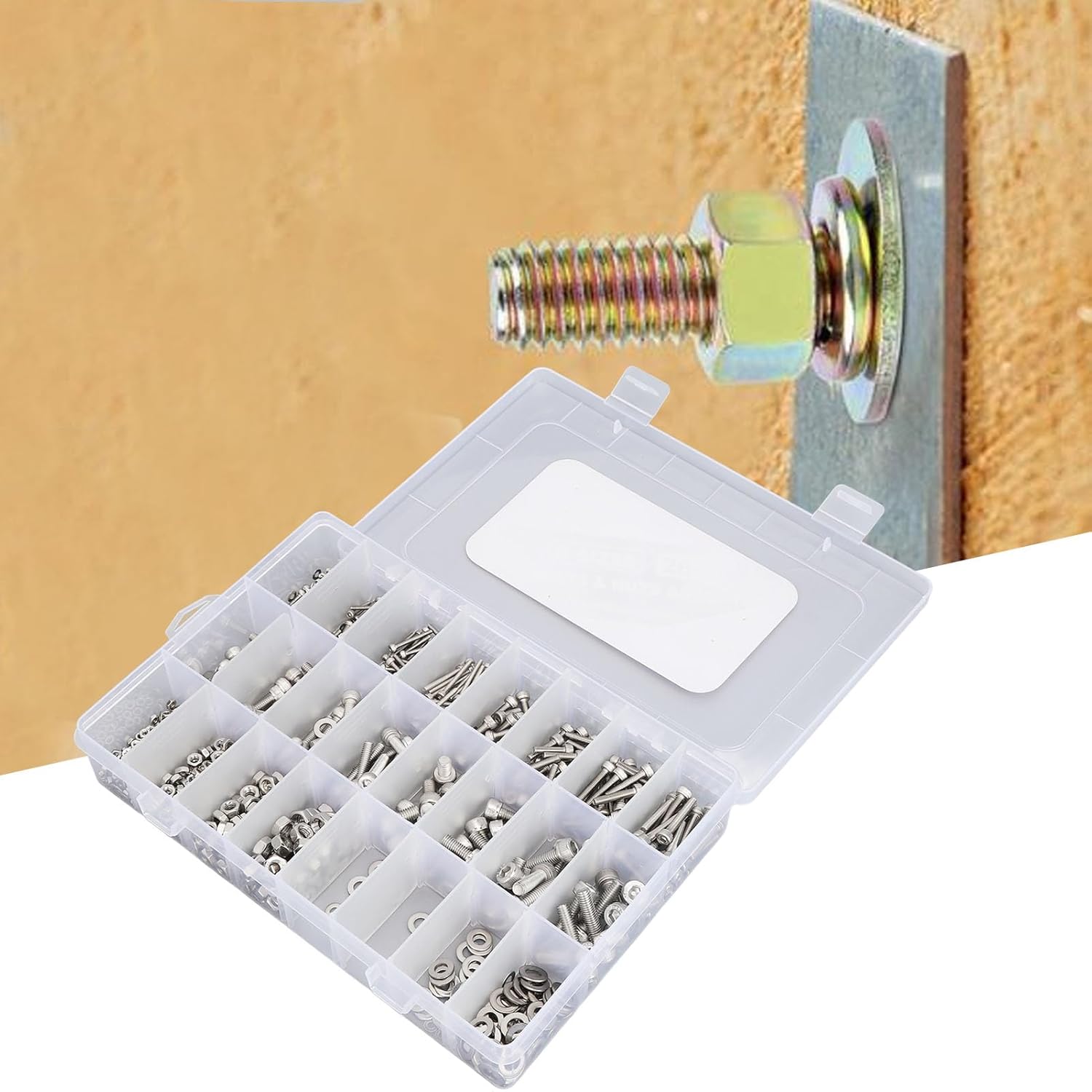 880pcs Stainless Steel Screws Assortment Kit,M2 M3 M4 M5 Assorted Screws Set,Cylindrical Hex Head Bolts Nuts Flat Washers with Storage Box for Household Appliance Window Door