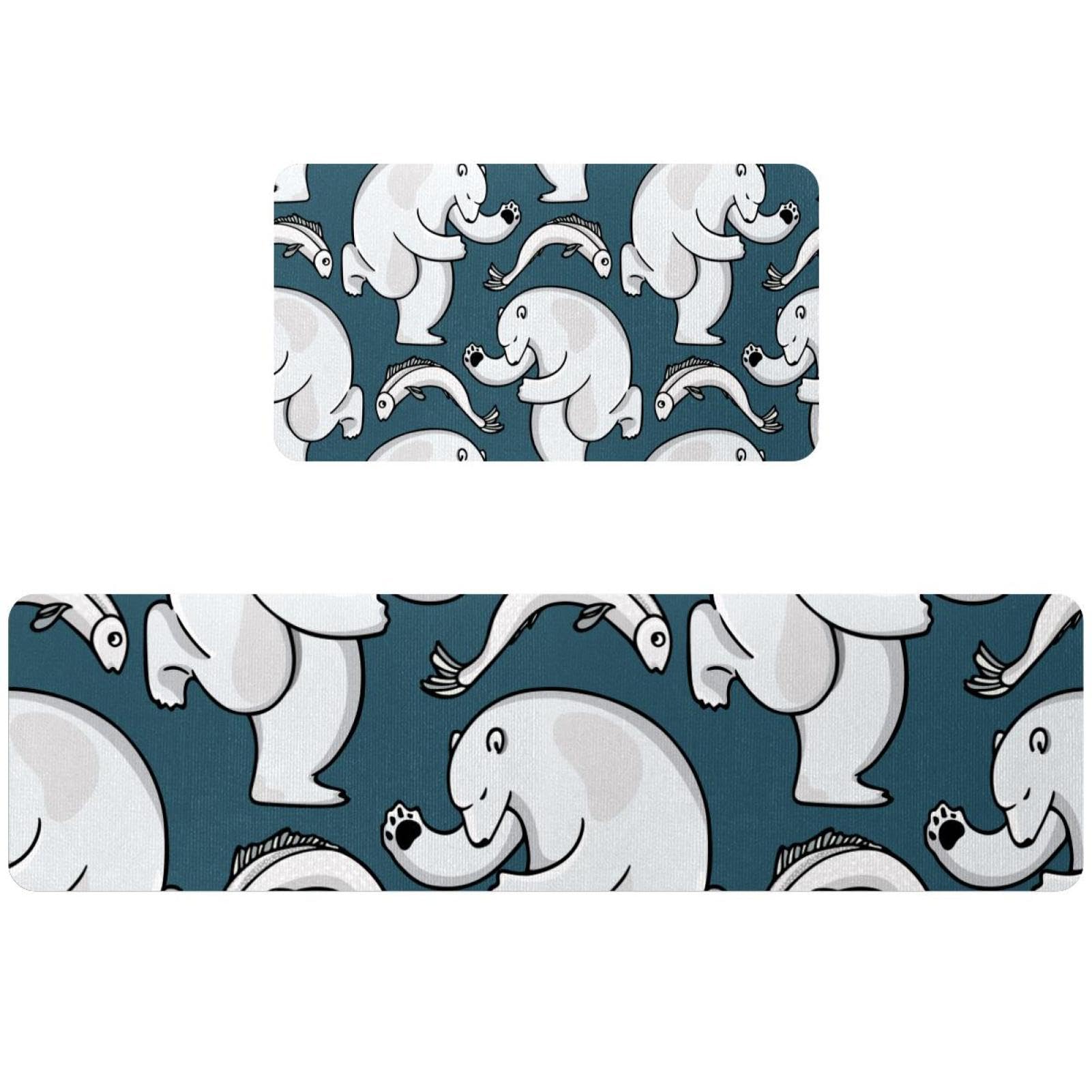 Alfombrillas de cocina para evitar resbalones, juego de alfombras oso polar lavable