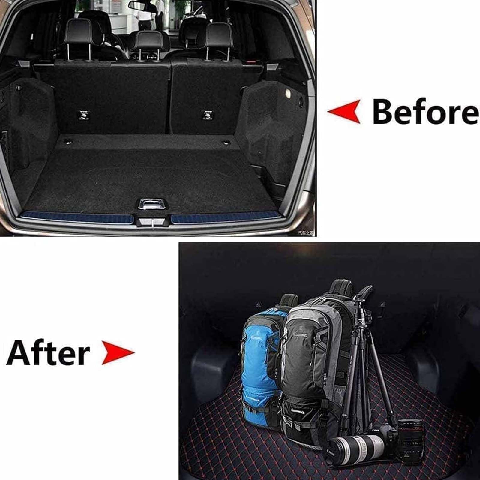 Cuir Tapis Coffre Voiture pour Audi TT 4 Seats MK3 2015-2023, Tapis de Coffre sur Mesure Imperméable Antidérapant Doublure Anti Rayures Accessories,C/BlackRed