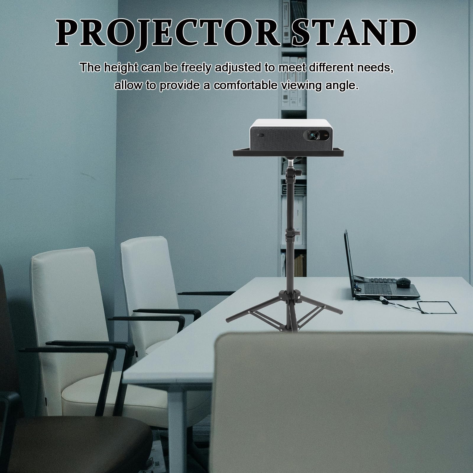 Cabilock Projector Stand Tripod Laptop Holder Stand Projector Tripod Adjustable Tabletop Floor Laptop Floor Rack for Office Home Stage 114CM, 114.00X37.00X37.00CM, Black