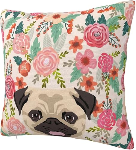 Miniatura 2 de Fundas de almohada con estampado de lindos perros carlino, amantes de las mascotas, para dormitorio, cama y sofá, fundas de almohada cuadradas