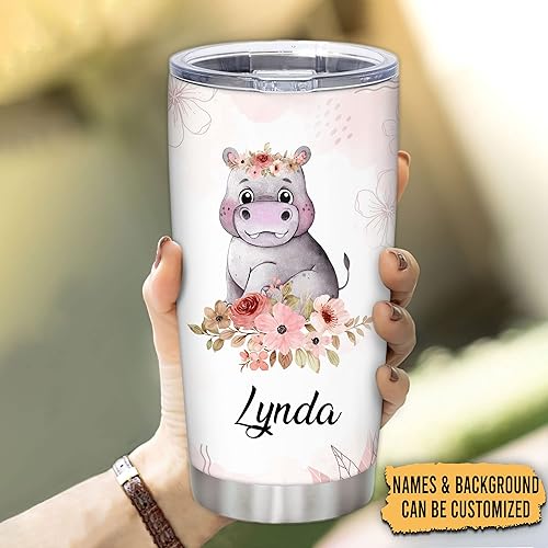 Vista 15 de Hyturle - Vaso de jirafa personalizado con aislamiento de acero inoxidable de 20 onzas, 30 onzas, taza de viaje para café, taza con tapa, regalos