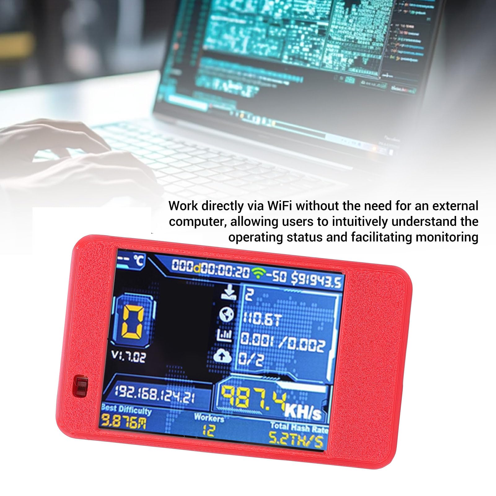 Fabater 2.8-calowy moduł Deweloperski Ekranu Dotykowego Obsługa ESP32-2432S028 WiFi Bluetooth Dwurdzeniowy moduł Rozwojowy Plug and Play 1060 KH/s (czerwony)