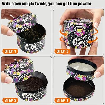 Herb Grinder Set, Large Spice Grinder 63mm(2.5 inch),4 Layers Full Color Painting Metal Grinder with Rolling Tray and Pollen Scraper, Brush (Astronaut Design)