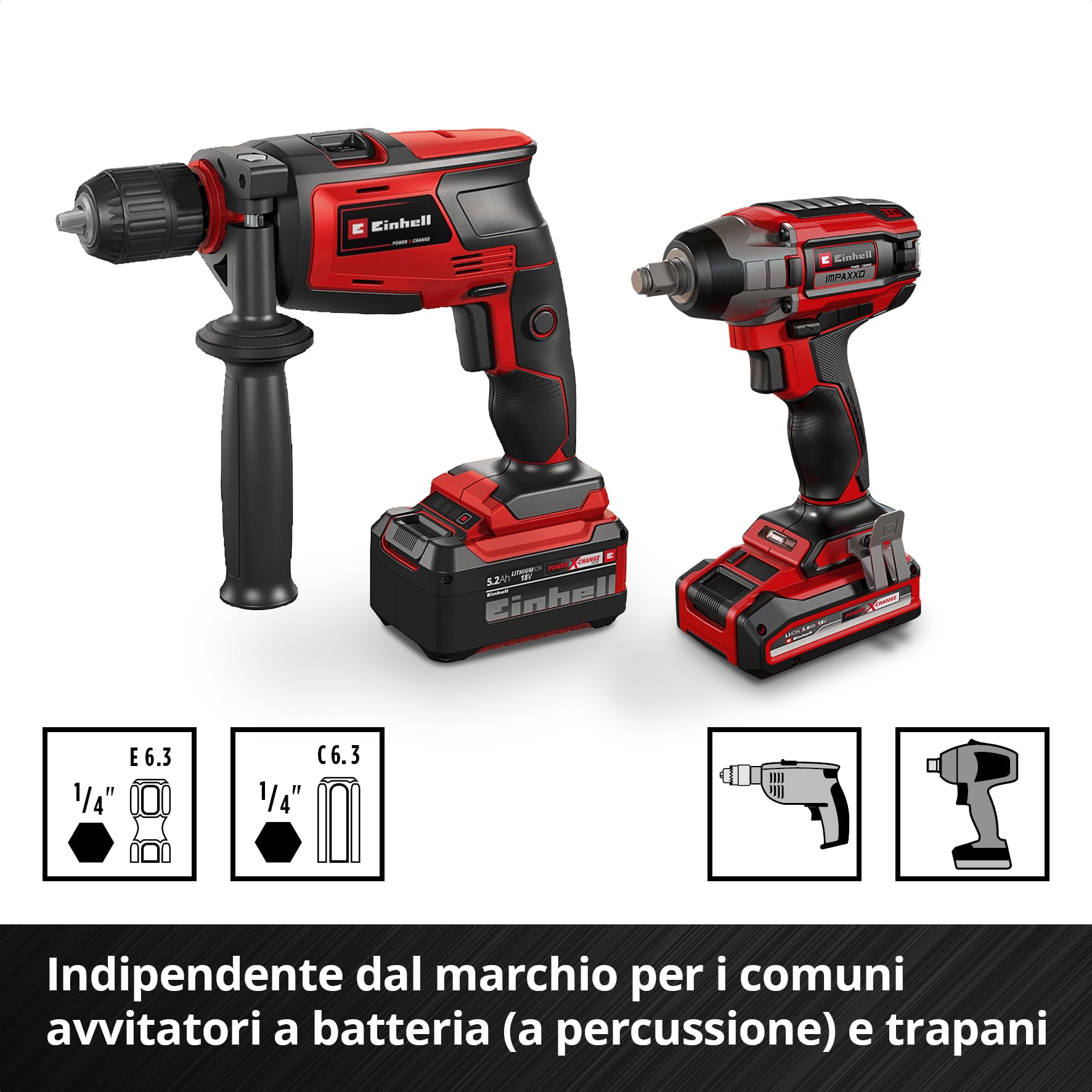 Set di punte e trapani originali Einhell XL-CASE da 95 pezzi resistenti agli urti (punte, punte da trapano, portapunte, chiave a bussola, svasatore, arresto del trapano, chiave a perno) | Inserti S2 25 e 50 mm | set punte | portainserti | bussole | svasat